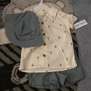Carter's Cream and Gray Cactus Outfit Set